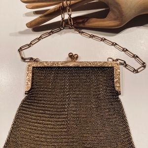 S O L D 10 KARAT GOLD Art Deco Antique Mesh ChainMail Flapper Purse 10KT 10K Bag